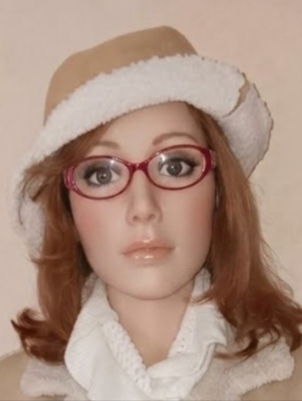 Womens Beige Faux Shearling Bucket Hat One Size Fits All